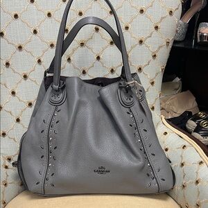 Coach Edie 31 Grey Leather Shoulder Bag